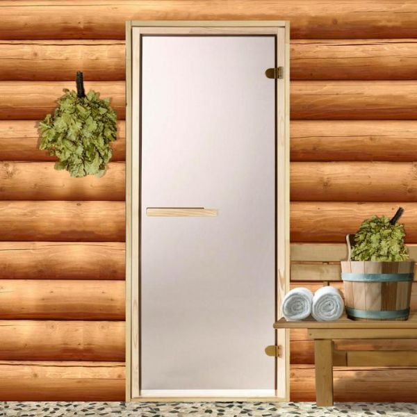 Дверь для бани и сауны стеклянная «Бронза», размер коробки 190 ? 70 см, 6 мм, 2 петли