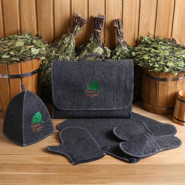 Набор банный портфель 5 предметов "Парься от души", серый Набор банный портфель 5 предметов "Парься от души", серый