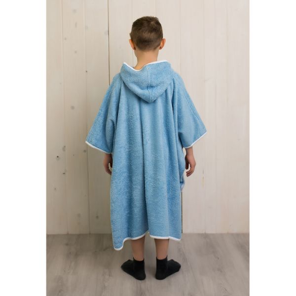 Халат-пончо для мальчика, размер 80 х 60 см, голубой, махра