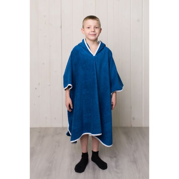 Халат-пончо для мальчика, размер 80 х 60 см, синий, махра