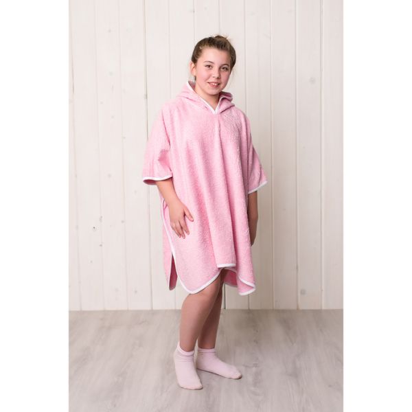 Халат-пончо для девочки, размер 80 х 60 см, розовый, махра