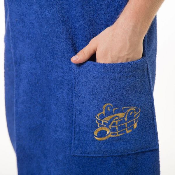 Килт(юбка) мужской махровый, с карманом, 70х150 синий