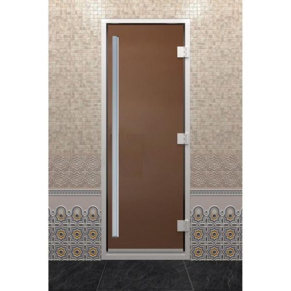 Дверь стеклянная «Хамам Престиж», размер коробки 190 ? 70 см, правая, бронза матовая