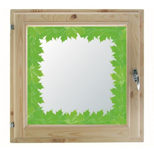 Окно 40х60 см, "Кленовые листья", однокамерный стеклопакет, хвоя