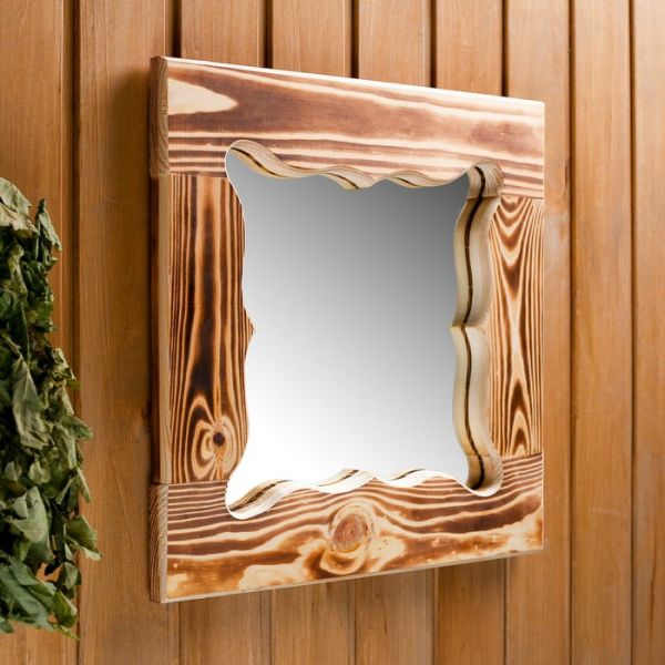 Зеркало резное "Бабочка", сосна, обожжённое, 40?40 см