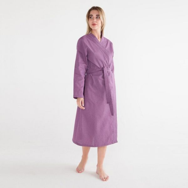 Халат вафельный женский удлинённый Экономь и Я размер 46-48, цвет лаванда, 100% хлопок, 200г/м2 Халат вафельный женский удлинённый Экономь и Я размер 46-48, цвет лаванда, 100% хлопок, 200г/м2