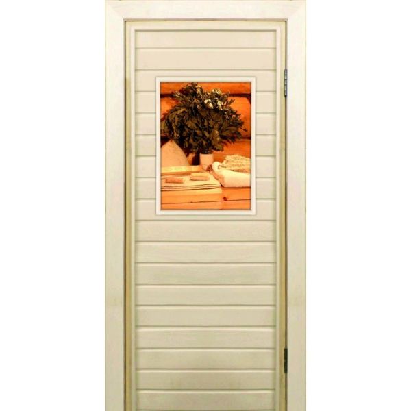 Дверь для бани со стеклом (40*60), "Банные радости", 170?70см, коробка из осины