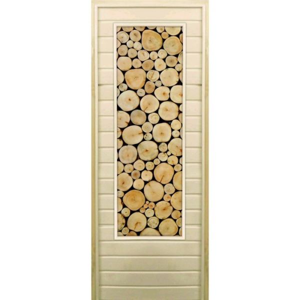 Дверь для бани со стеклом (43*129), "Поленница-3", 170?70см, коробка из осины