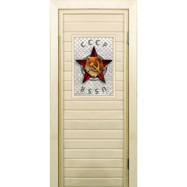 Дверь для бани со стеклом (40*60), "Звезда", 170?70см, коробка из осины