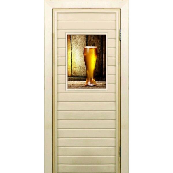 Дверь для бани со стеклом (40*60), "Бокал", 170?70см, коробка из осины