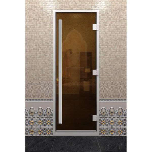 Дверь стеклянная «Хамам Престиж», размер коробки 190 ? 70 см, правая, цвет бронза
