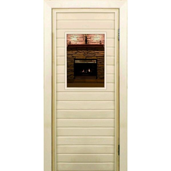 Дверь для бани со стеклом (40*60), "Камин-1", 170?70см, коробка из осины