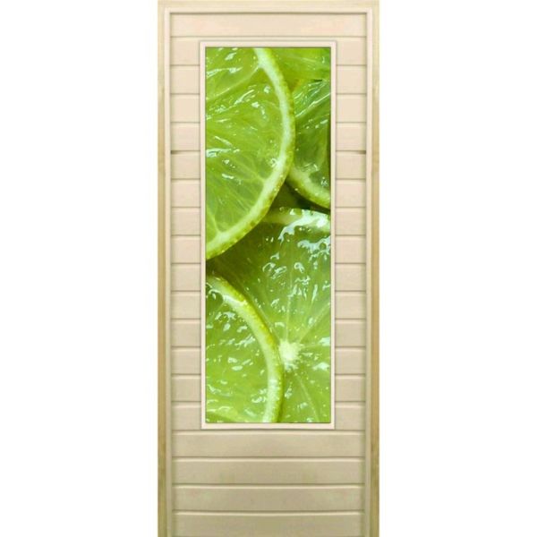 Дверь для бани со стеклом (43*129), "Лайм", 170?70см, коробка из осины