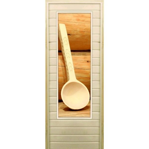 Дверь для бани со стеклом (43*129), "Ковшик", 170?70см, коробка из осины