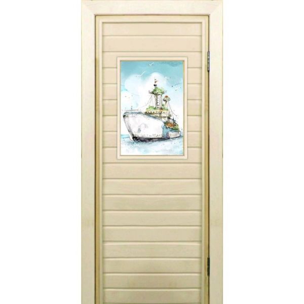 Дверь для бани со стеклом (40*60), "Корабль", 170?70см, коробка из осины