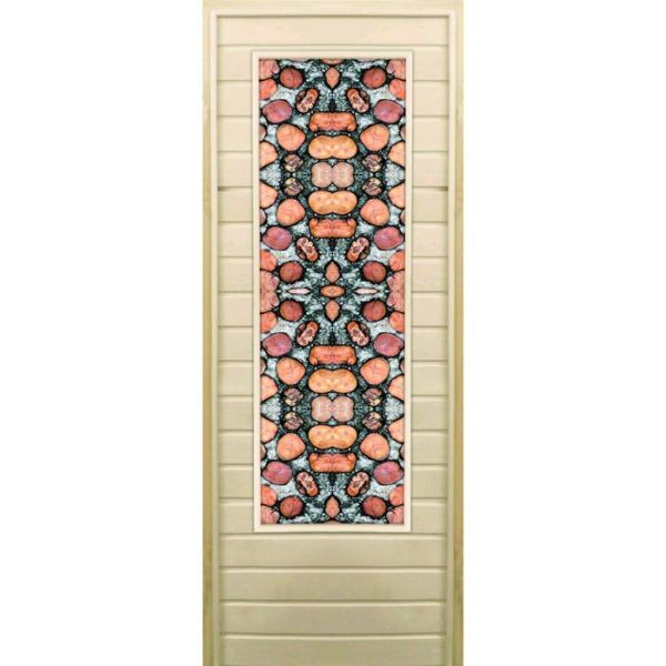 Дверь для бани со стеклом (43*129), "Каменный узор", 170?70см, коробка из осины