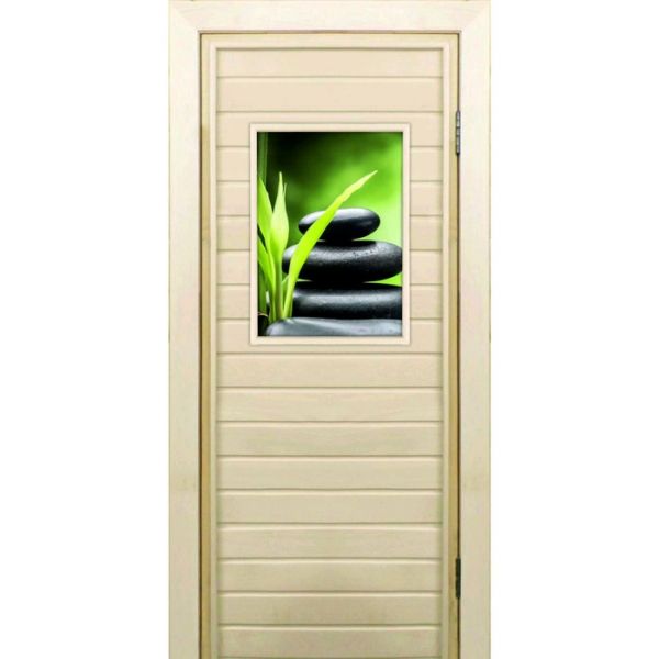 Дверь для бани со стеклом (40*60), "Галька-2", 170?70см, коробка из осины