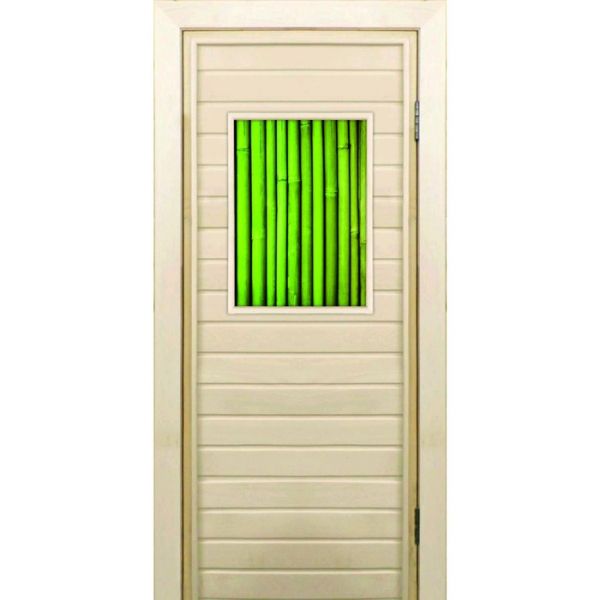 Дверь для бани со стеклом (40*60), "Бамбук-4", 170?70см, коробка из осины