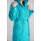 Халат женский с капюшоном, размер 44, бирюза, махра