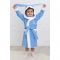 Халат детский «Зайчик», рост 98 см, голубой+белый, махра