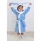 Халат детский «Зайчик», рост 98 см, голубой+белый, махра