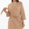 Халат вафельный женский Экономь и Я рукав 3/4, размер 46-48, бежевый, 100% хлопок, 200г/м2