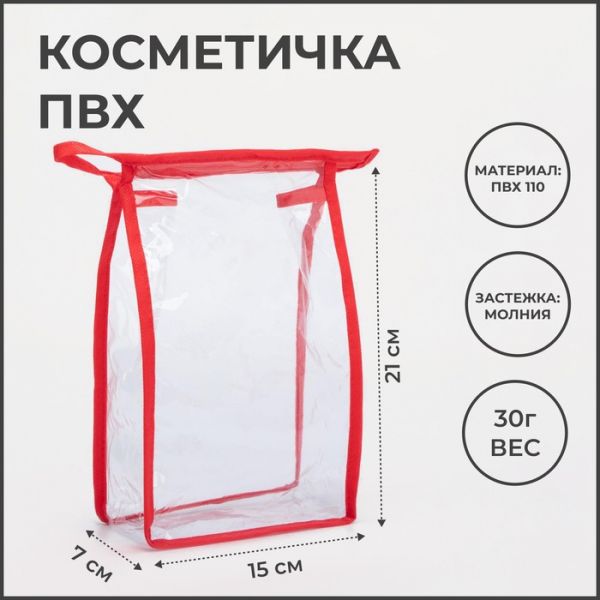 Косметичка на молнии, цвет васильковый/прозрачный