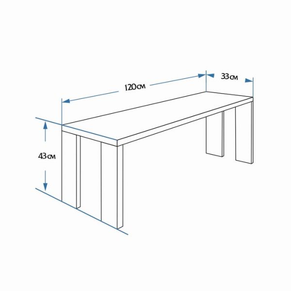 Лавка к набору "Дачный" из сосны обожжёная и лакированная, 100х33х43 см, нагрузка до 160 кг