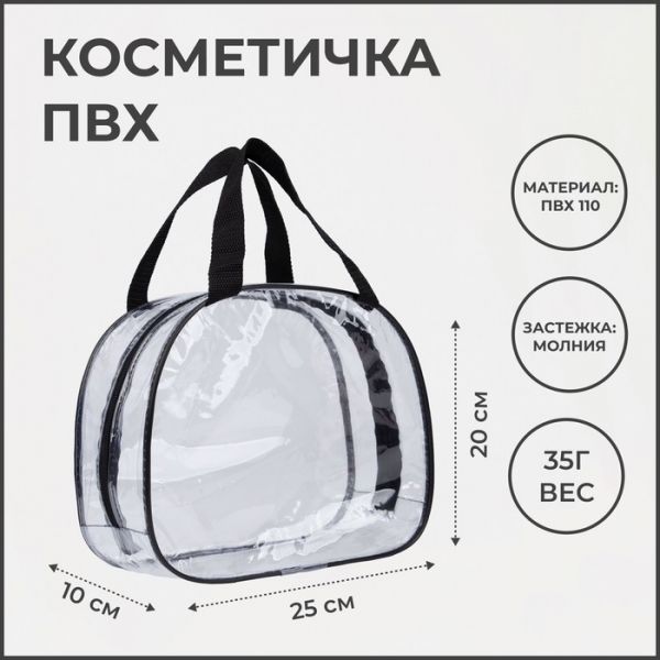 Косметичка на молнии, цвет прозрачный/красный Косметичка на молнии, цвет прозрачный/красный